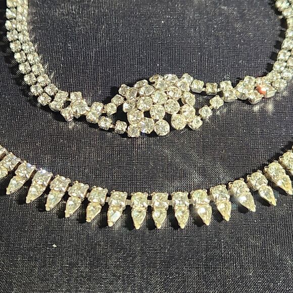 Faceted Rhinestone Set Necklace Bracelet Convertible Earrings VTG Estate Jewelry - Picture 4 of 14